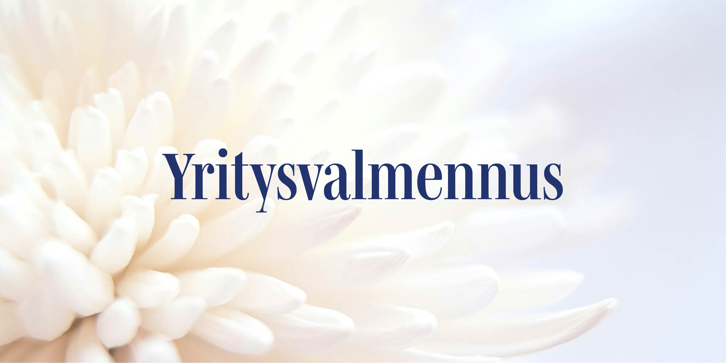Lähikuva valkoisesta kukasta ja päällimmäisenä teksti joka sanoo Yritysvalmennus